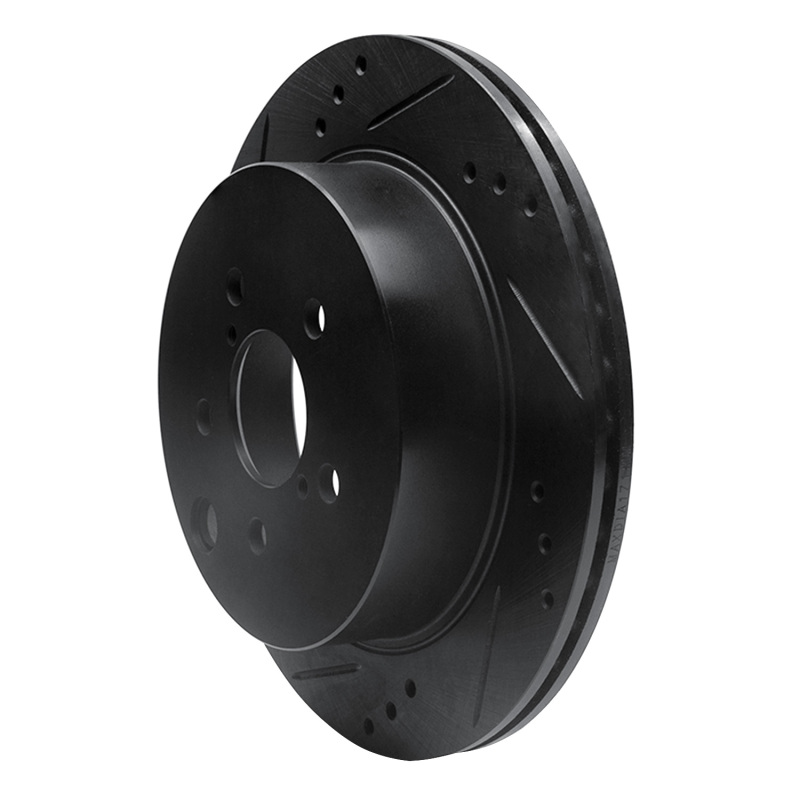 Subaru Forester Brake Rotor (1) - Rear Left - R1 Concepts - Drilled & Slotted - Black - `14-`18